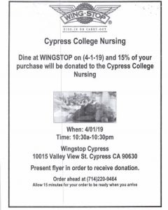Cypress College Nursing fundraising flyer