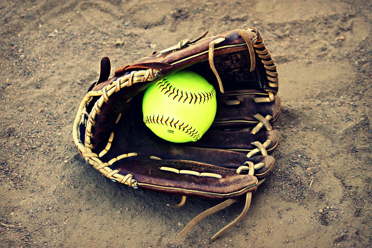 Softball in a softball glove