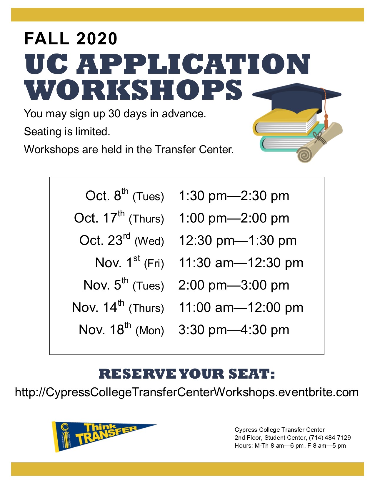 2019 UC application workshops dates and times