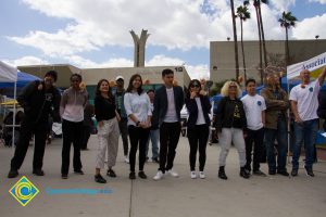 Students standing in a line at Club Rush event