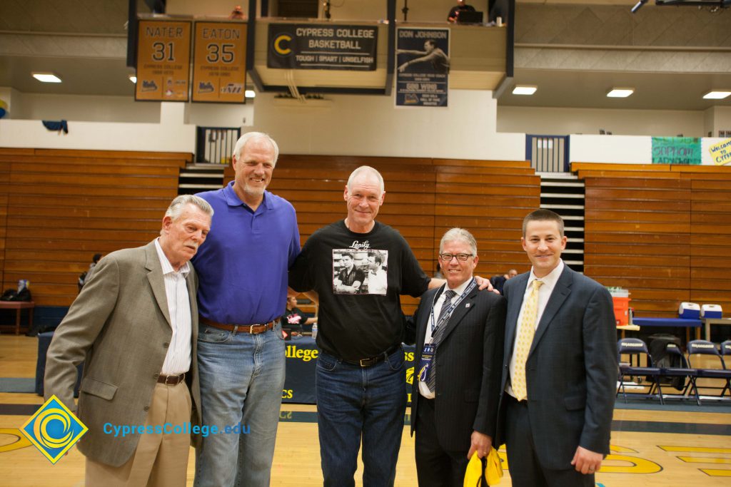 Men on basketball court