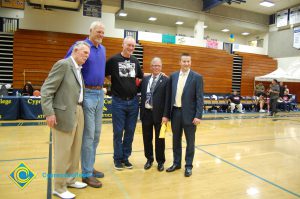 Don Johnson, Mark Eaton, Swen Nater, President Bob Simpson and Rick Rams.