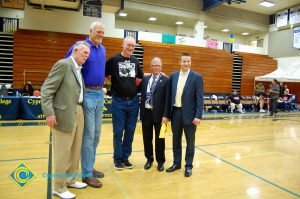 Don Johnson, Mark Eaton, Swen Nater, President Bob Simpson and Rick Rams.