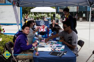 Students play games at a stress-relieving event.