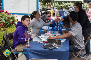 Students play games at a stress-relieving event.