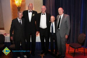 Former NBA players Mark Eaton and Swen Nater standing with three other gentlemen at the 39th Annual Americana Awards.