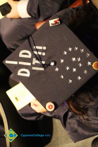 A decorated graduation cap.