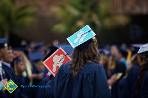 Decorated graduation caps.