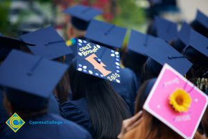 A decorated graduation cap.