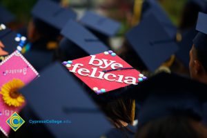 A decorated graduation cap.