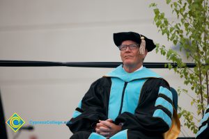 President Bob Simpson in commencement regalia.