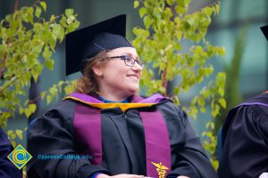 Jolena Grande in cap and gown during 48th Commencement.