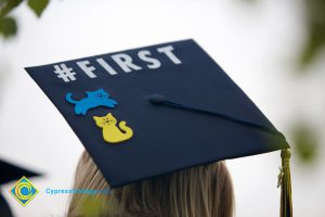 A decorated graduation cap.