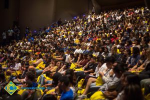Theater filled with students for New Student Welcome