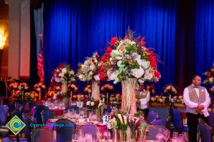 Red and white floral centerpieces