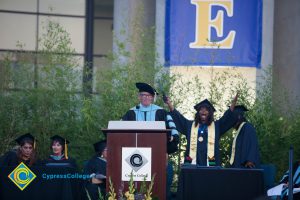 Preside Bob Simpson speaks to the graduates during commencement.