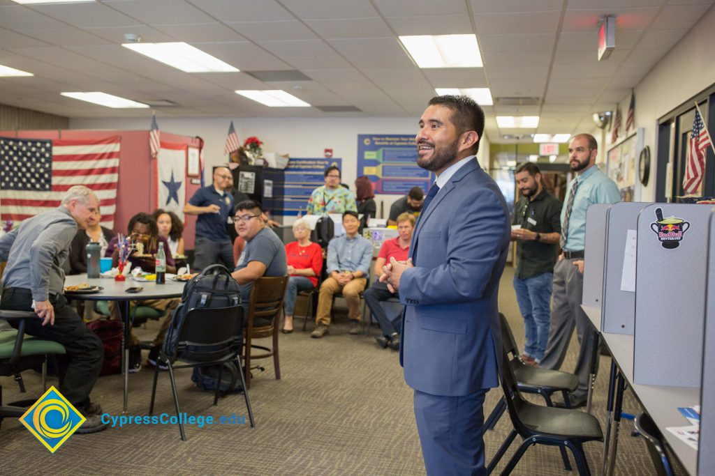 Juan Garcia speaking at the Veterans Resource Fair.