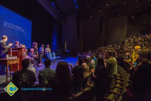 Guests onstage at Yom HaShoah