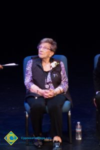 A special guest onstage at Yom HaShoah