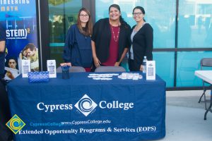 Staff members standing at EOPS table