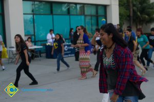 Students dancing near Student Center