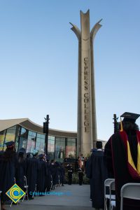 Cypress College campanile at commencement