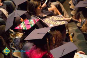 Graduation caps at commencement