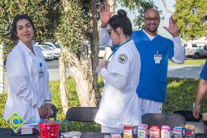 Nursing students smiling.