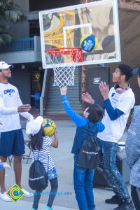 Children playing basketball.