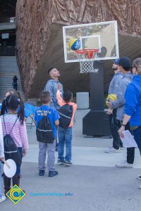 Children playing basketball.