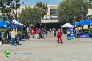 Students walking on campus.