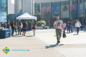 Students walking on campus.