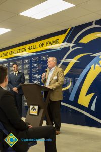 Speaker at the Cypress College Athletics Hall of Fame event.