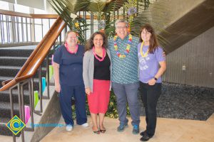 Employees at end-of-the-year luau