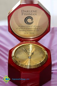 40 years of service clock for professor Darlene Fishman