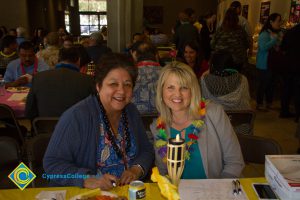 Dean Rebecca Gomez and DSS Director Celeste Phelps at end-of-the-year luau