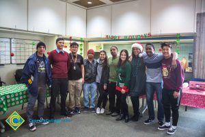 Group of students at the International Club Holiday party.