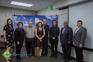 Group of men and women at the Fall 2018 Shark Tank.