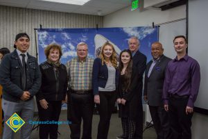 Group of men and women at the Fall 2018 Shark Tank.