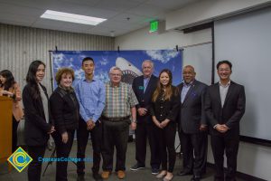 Group of men and women at the Fall 2018 Shark Tank.