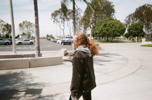 Student at Gateway Plaza. Photo taken for Disposable Camera Project.