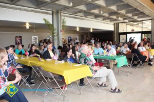 Seated guests at the End of the Year Luau.