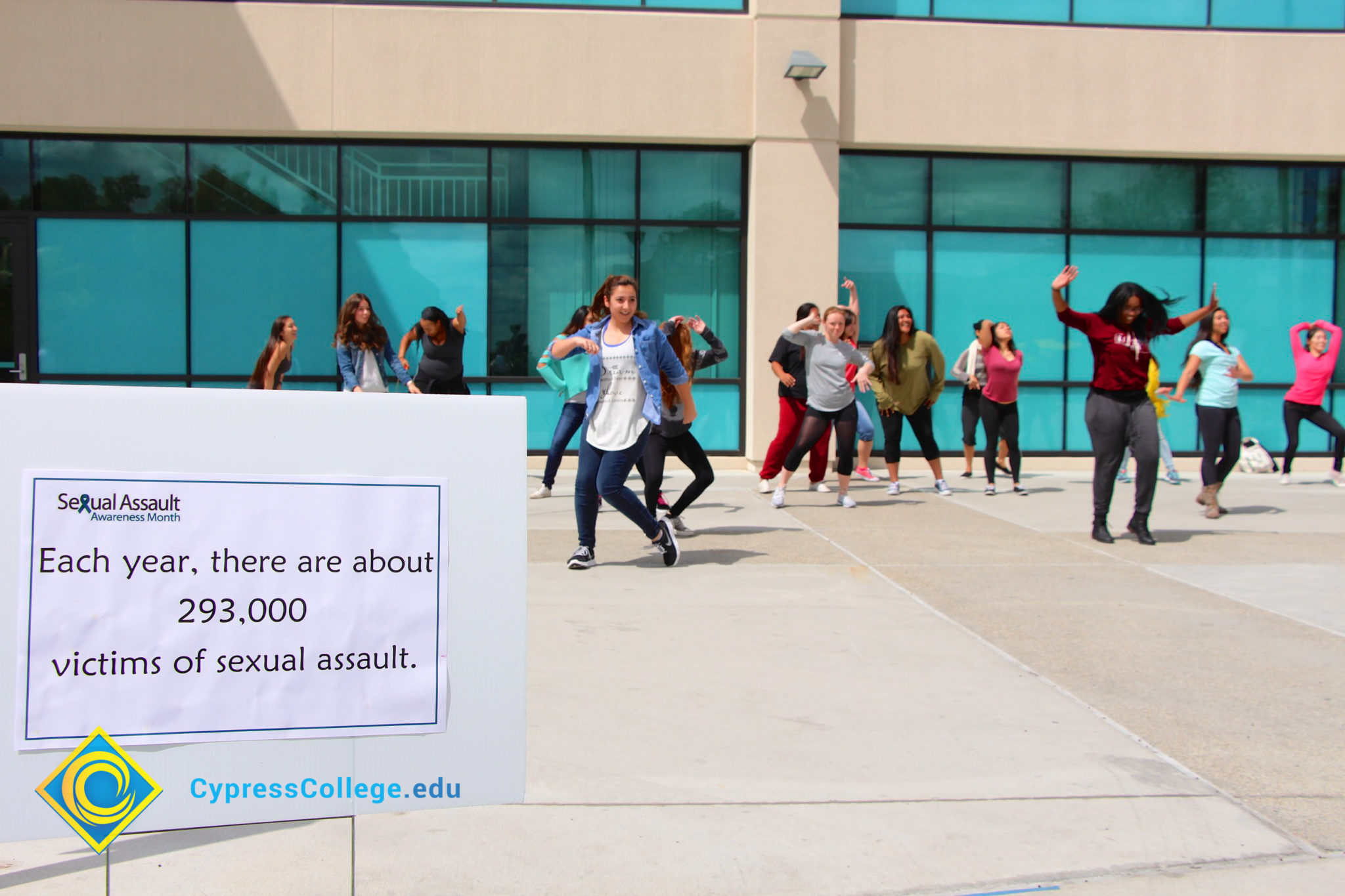 Flash mob dancing for Sexual Assault Awareness Month.