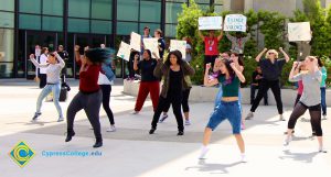 Flash mob dancing for Sexual Assault Awareness Month.