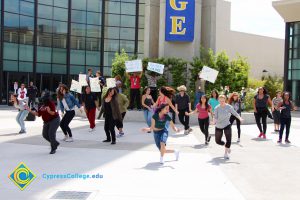 Flash mob dancing for Sexual Assault Awareness Month.