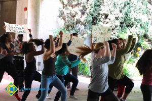 Flash mob dancing for Sexual Assault Awareness Month.