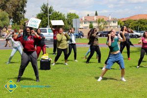Flash mob dancing for Sexual Assault Awareness Month.