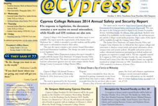 @Cypress October 3, 2014, Newsletter from Cypress College President Bob Simpson
