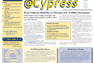 @Cypress October 10, 2014, Newsletter from Dr. Simpson
