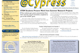 November 21, 2014 Edition of @Cypress from Dr. Bob Simpson